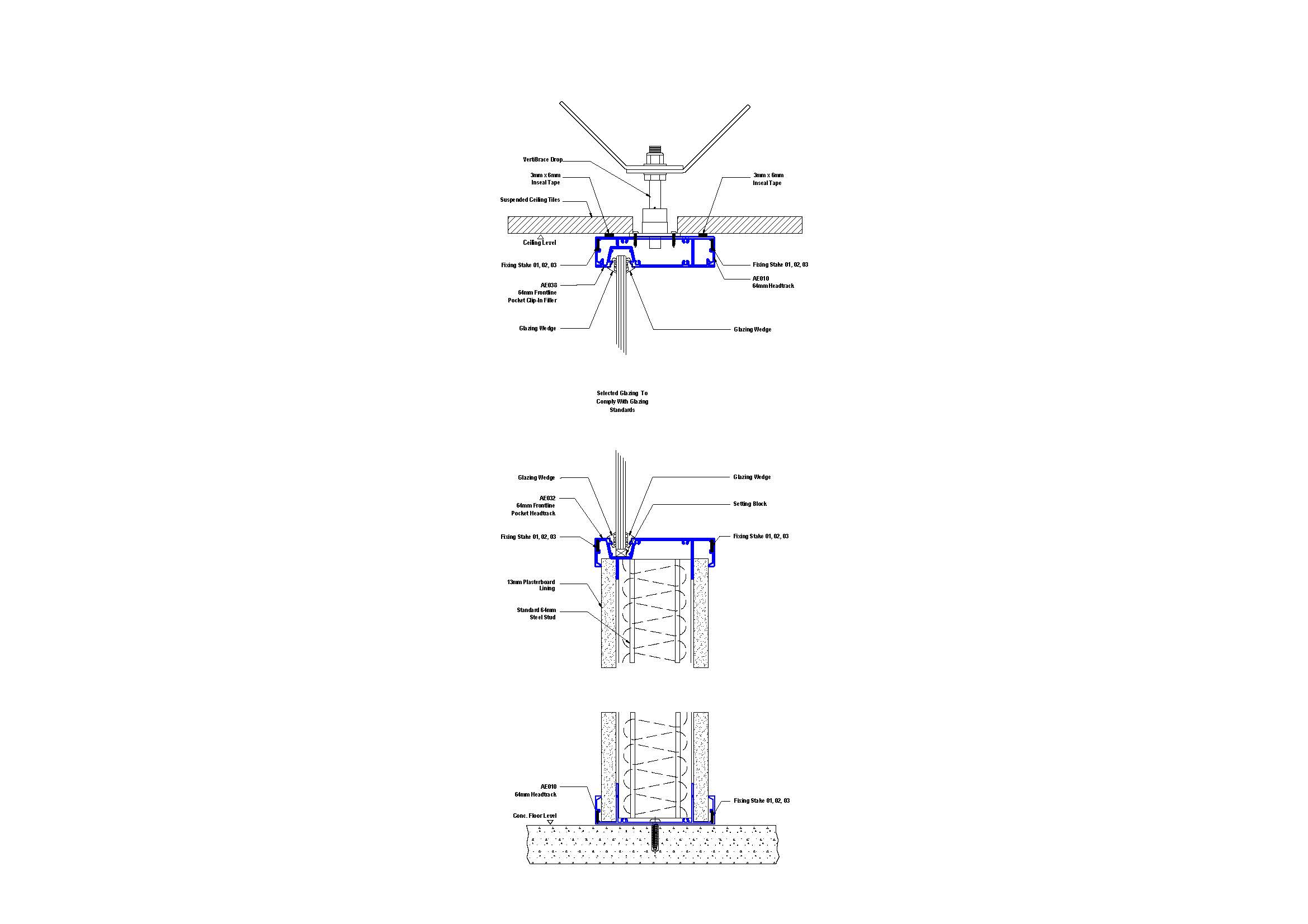 F64-03 64mm Frontline Half Height Glazing Section